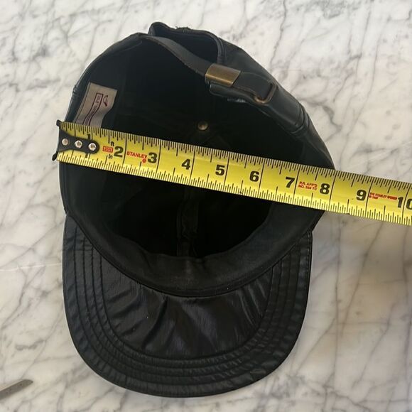 90’s Hip-Hop GENUINE LEATHER HAT CAP BLACK ONE SIZE FITS MOST - Picture 8 of 8